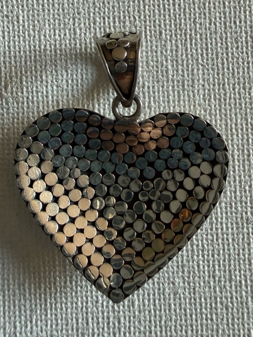 NEW Nordstrom Silver-Tone Textured Heart Pendant 925